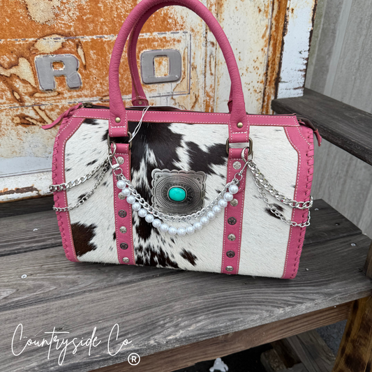 Pearl Decorated Cowhide Speedy Bag