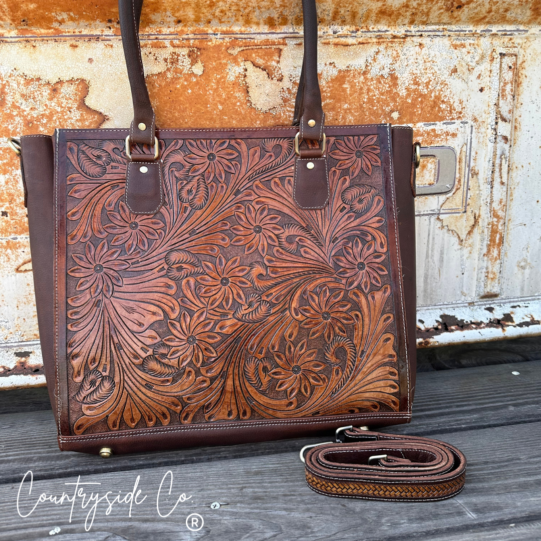 Kathryn Tooled Leather Concealed Carry Purse