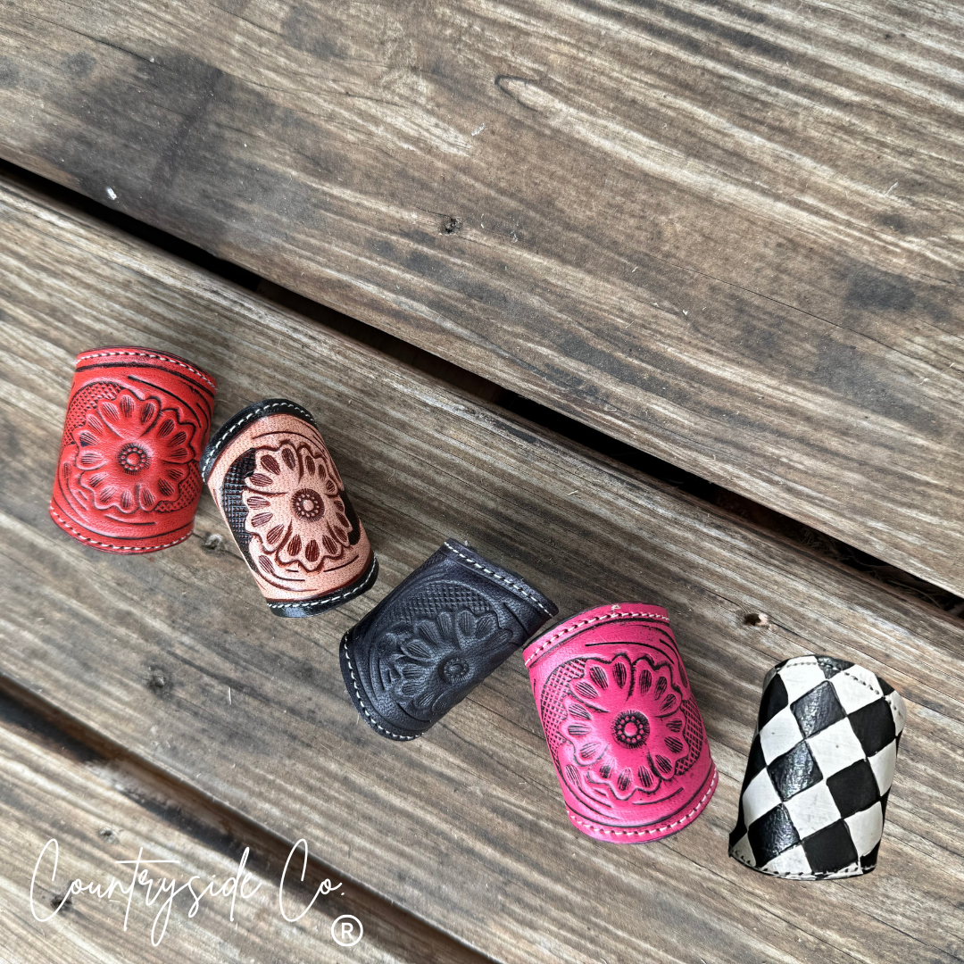Tooled Leather Scarf Slides