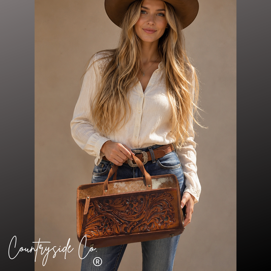 Pioneer Tooled Leather XL Toiletry Travel Case