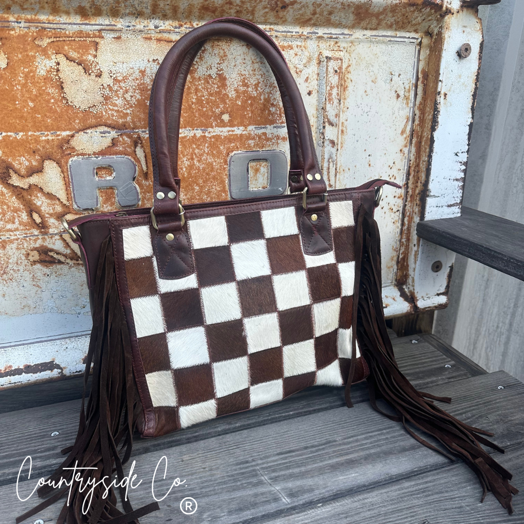 Canyon Check Cowhide Concealed Carry Purse