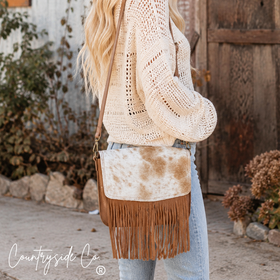 Sadie Cowhide Fringe Purse
