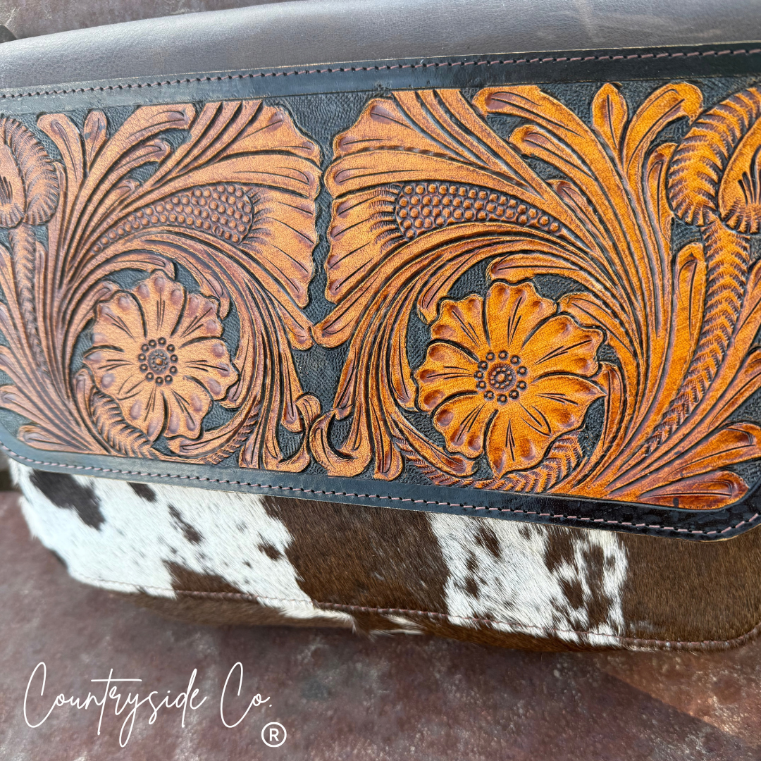 Rust & Reins Cowhide Tooled Leather Purse