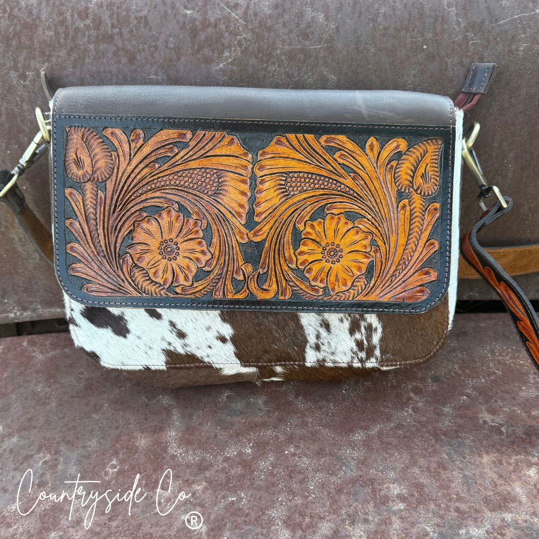 Rust & Reins Cowhide Tooled Leather Purse
