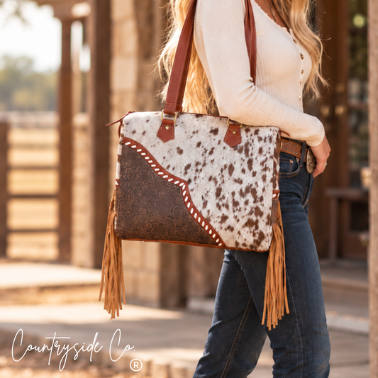 Rustic Laramie Cowhide Leather Concealed Carry Handbag