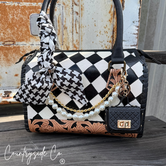 Paris Leather Checkered Decorated Speedy Bag