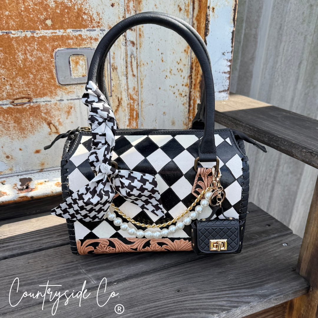 Paris Leather Checkered Decorated Speedy Bag