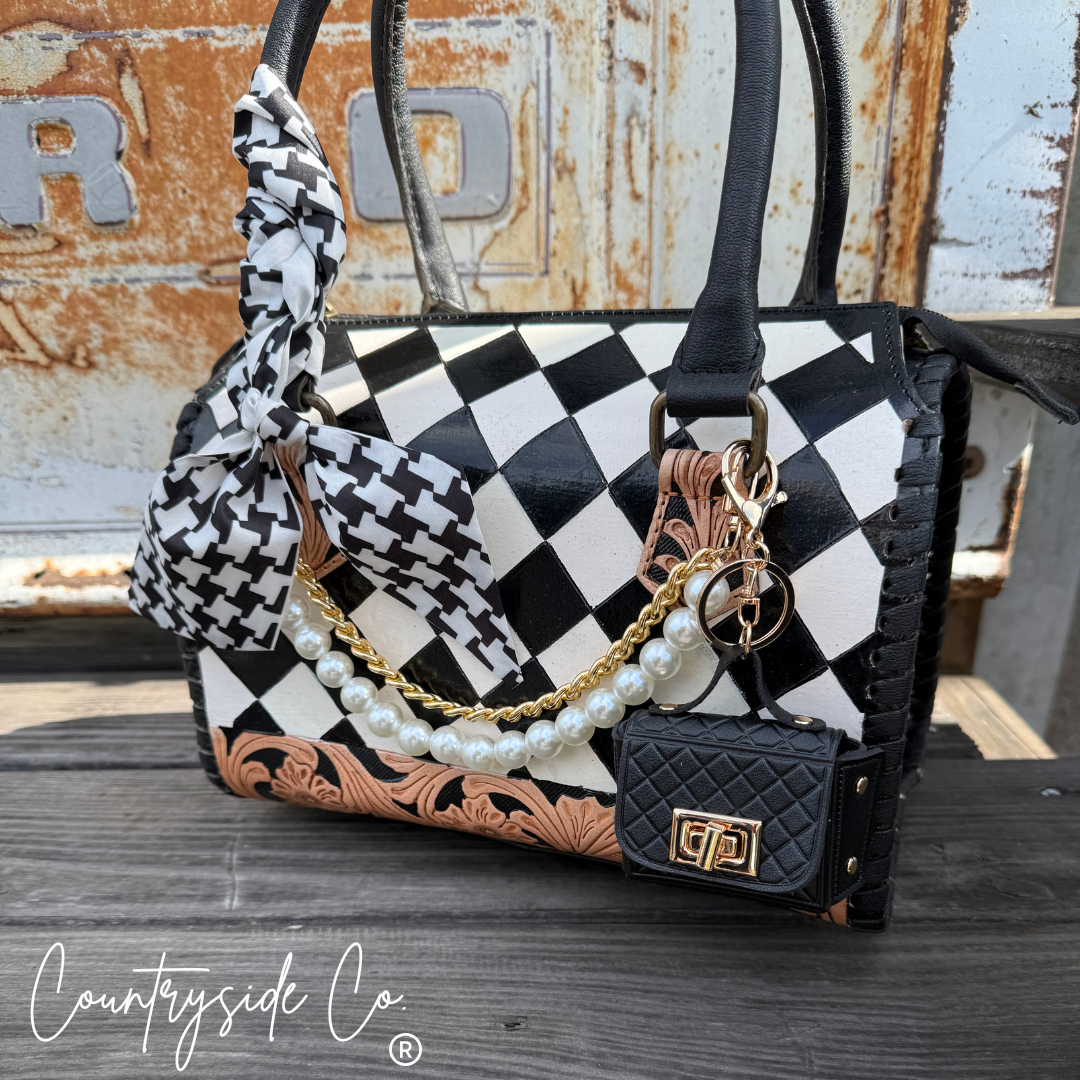Paris Leather Checkered Decorated Speedy Bag