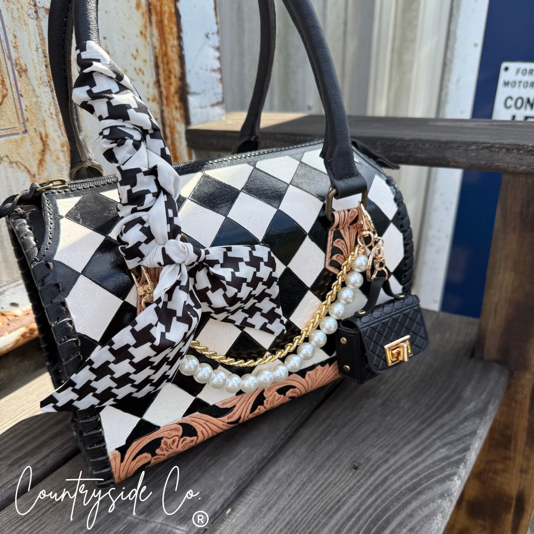 Paris Leather Checkered Decorated Speedy Bag