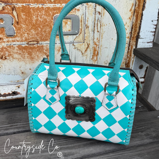 Concho Turquoise Checkered Speedy Bag