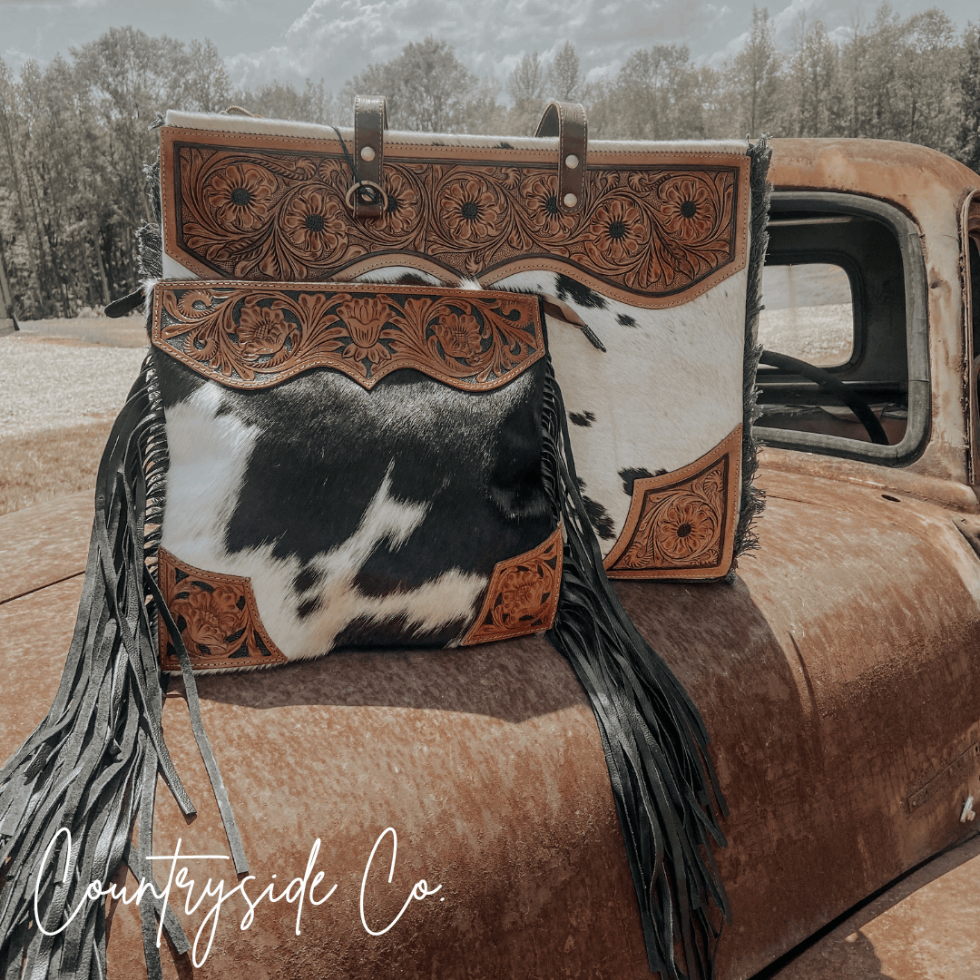 Cowboy Trail Cowhide Fringe Purse