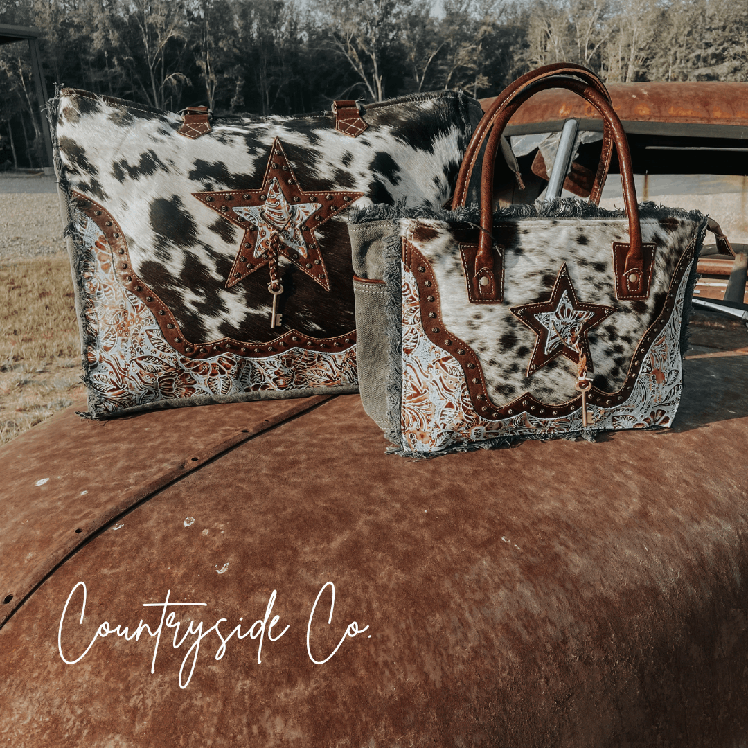 Lone Star Tooled Leather Cowhide Tote