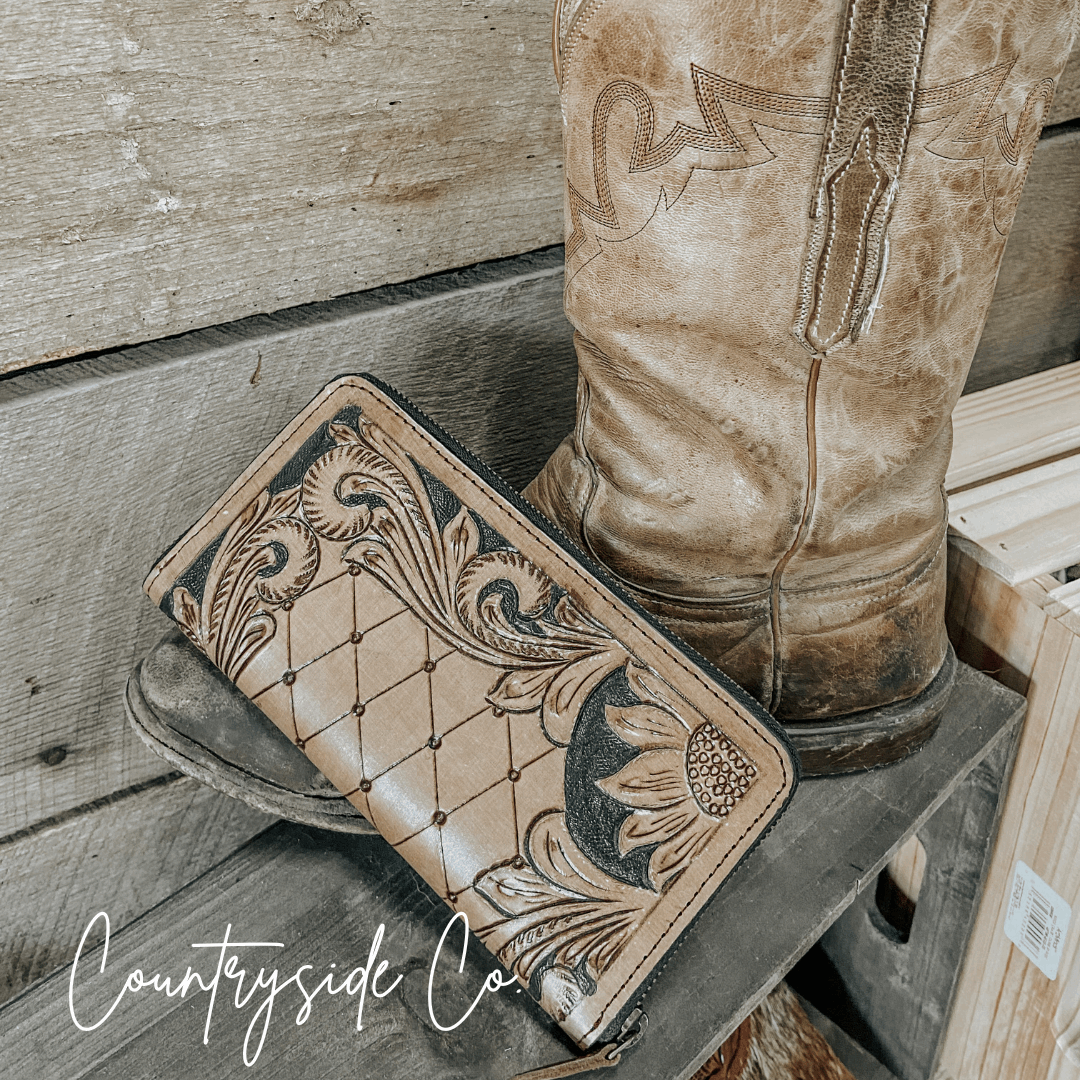 Frontier Tooled Leather Wallet by Countryside Co.