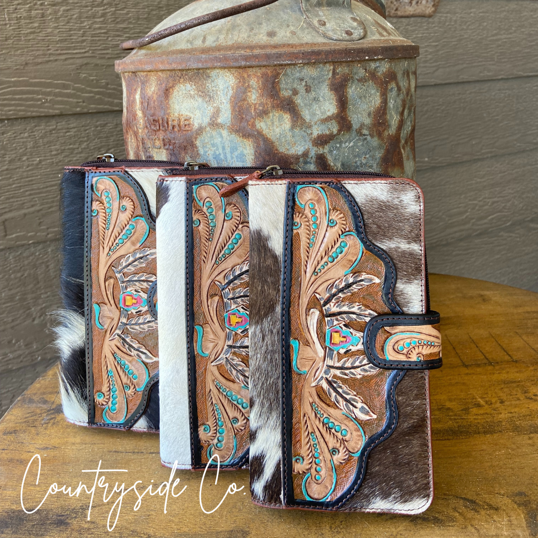 Sierra Cowhide Tooled Leather Wallet by Countryside Co.