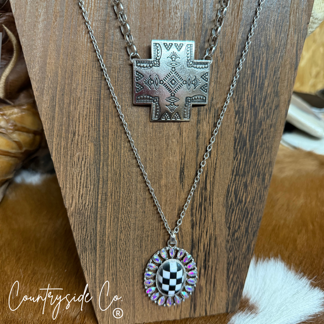 Checkered Statement Necklace