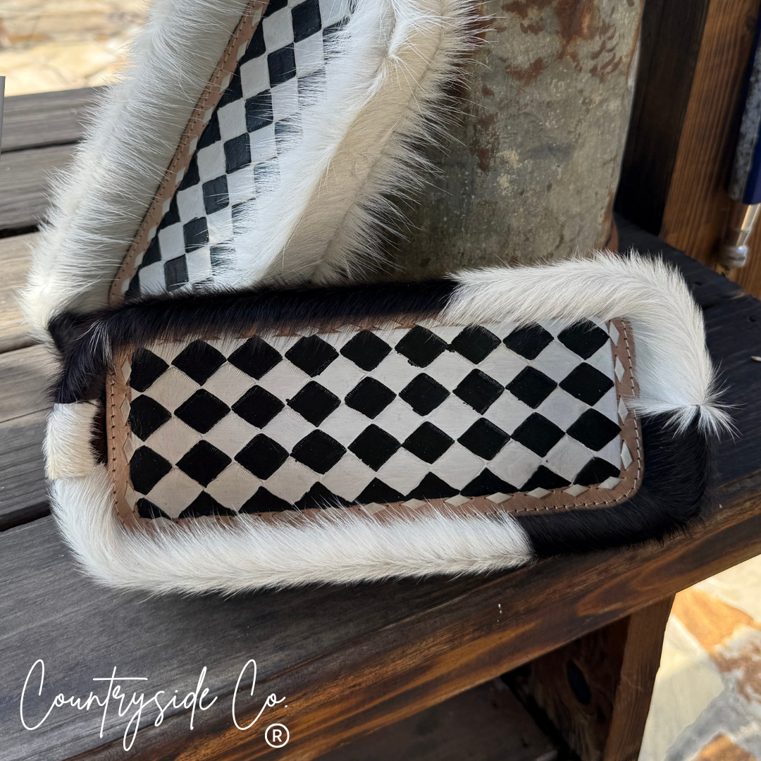 Checkered Cowhide Tray