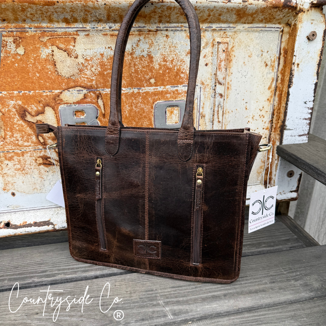 Wynonna Cowhide Checkered Concealed Carry Tote Handbag