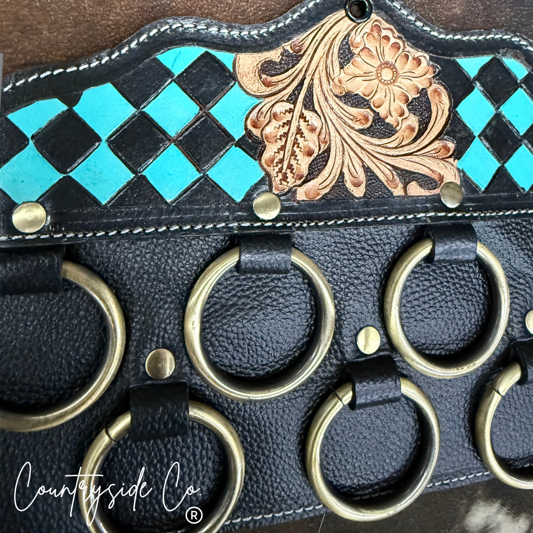 Turquoise Checkered Wild Rag Scarf Hanger