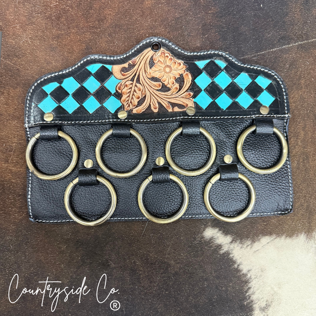 Turquoise Checkered Wild Rag Scarf Hanger