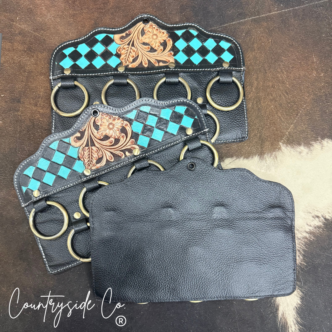 Turquoise Checkered Wild Rag Scarf Hanger