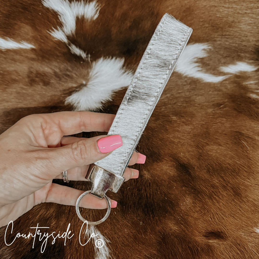 Wyoming Cowhide Wristlet Keychain