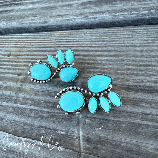 Sedona Fan Faux Turquoise Earrings