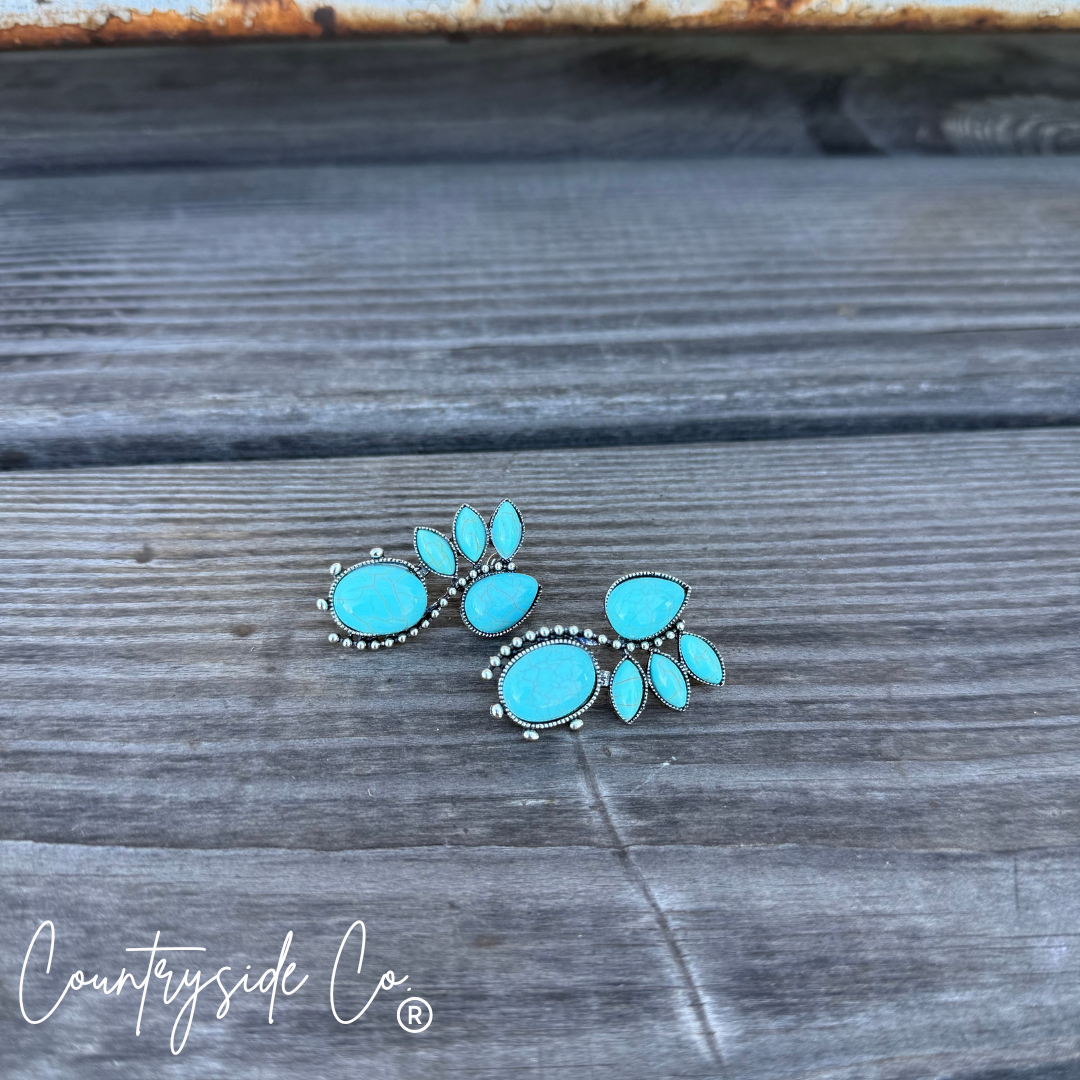 Sedona Fan Faux Turquoise Earrings