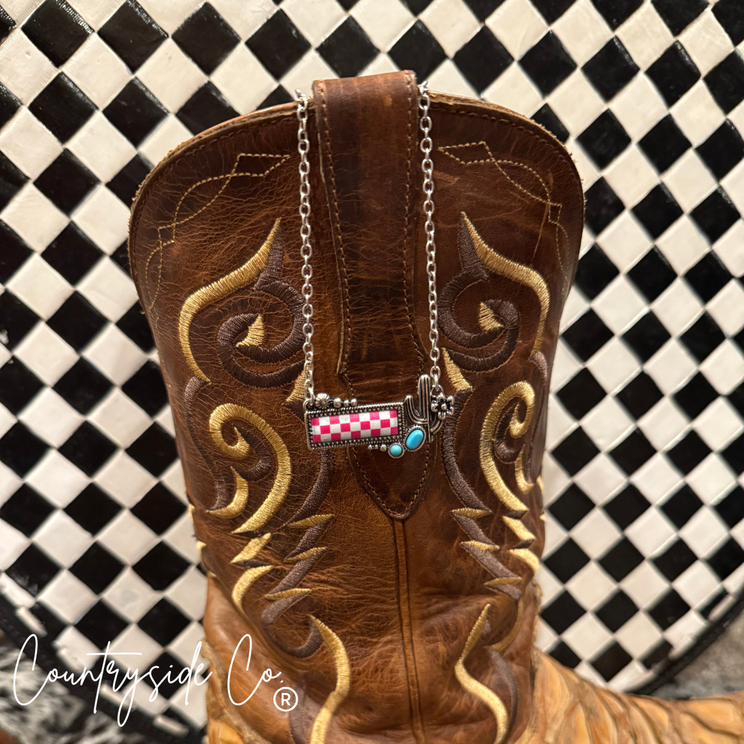 Wild West Pink Checkered Necklace