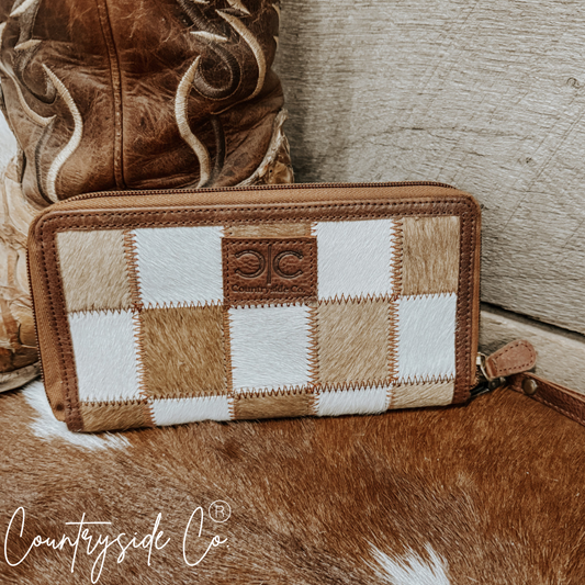 Cowhide leather store Wallet with stripe crossbody H10