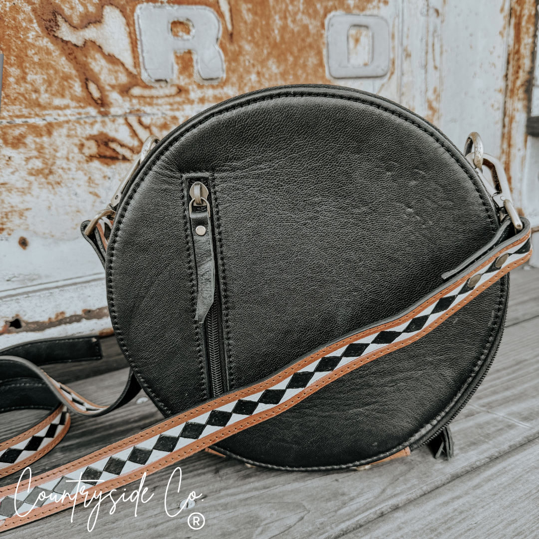 Marfa Leather Checkered Canteen Purse