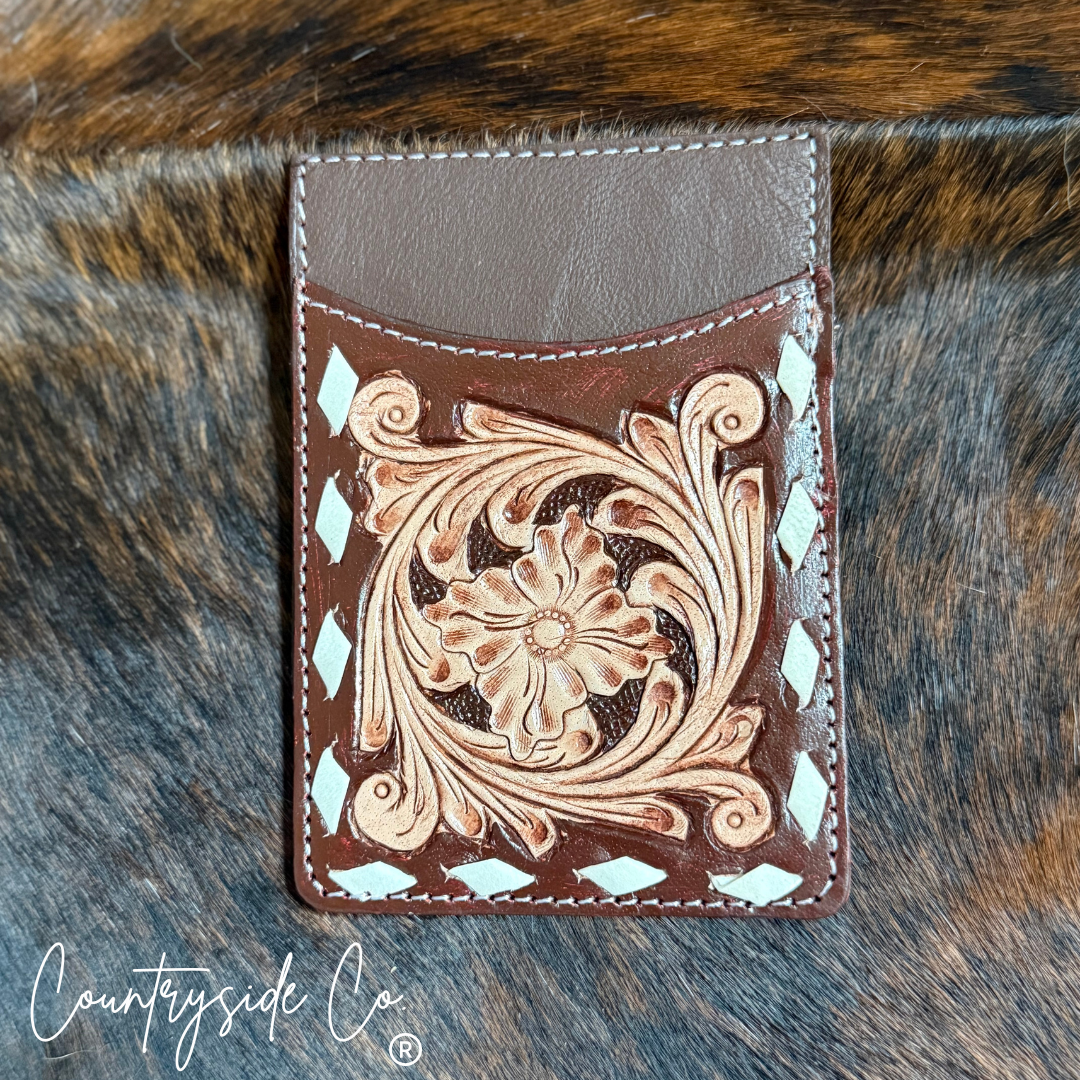 Tooled Leather Credit Card Holder