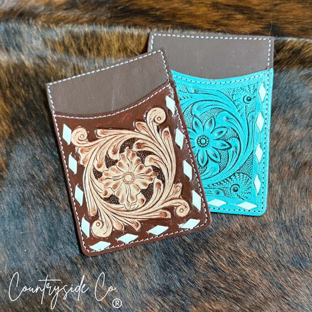 Tooled Leather Credit Card Holder