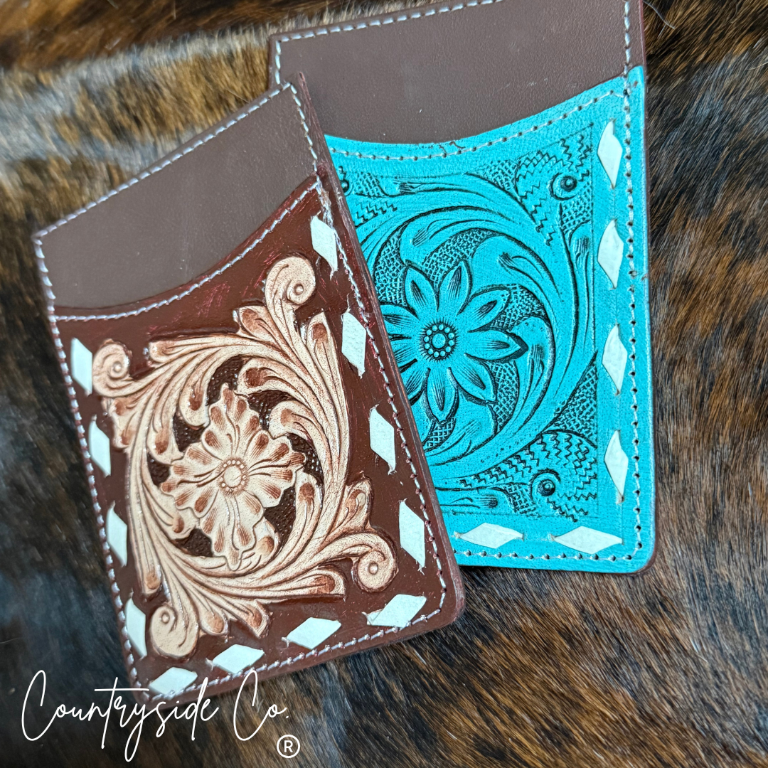 Tooled Leather Credit Card Holder
