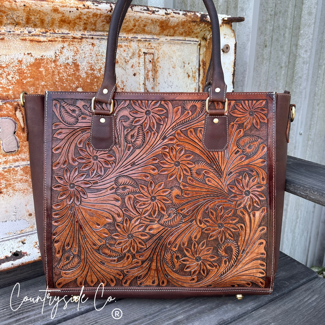 Kathryn Tooled Leather Concealed Carry Purse