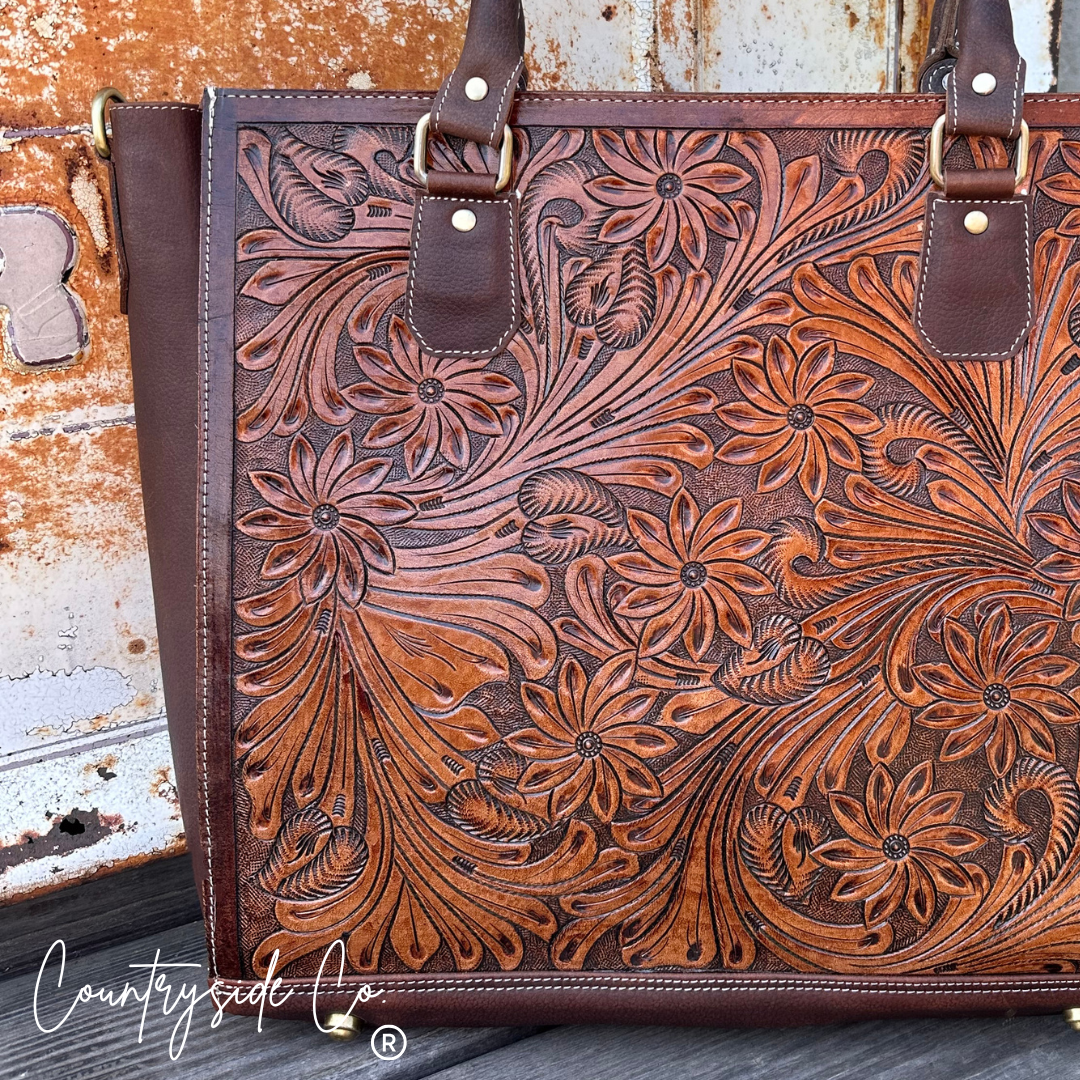 Kathryn Tooled Leather Concealed Carry Purse