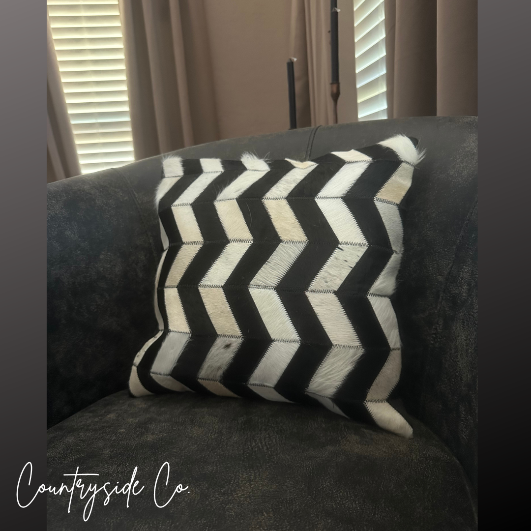 Black and White Cowhide Throw Pillow Cover