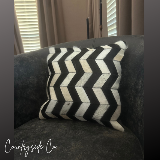 Black and White Cowhide Throw Pillow Cover