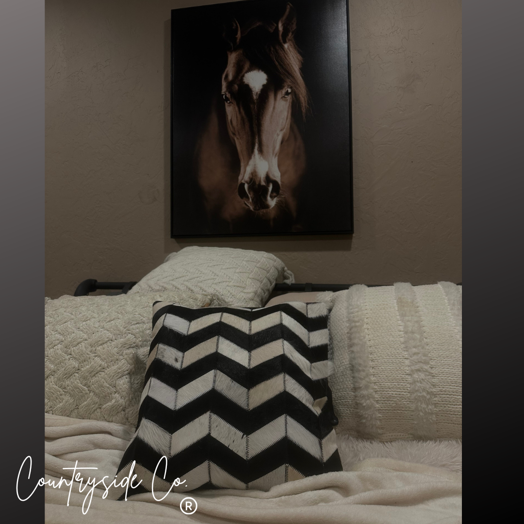 Black and White Cowhide Throw Pillow Cover