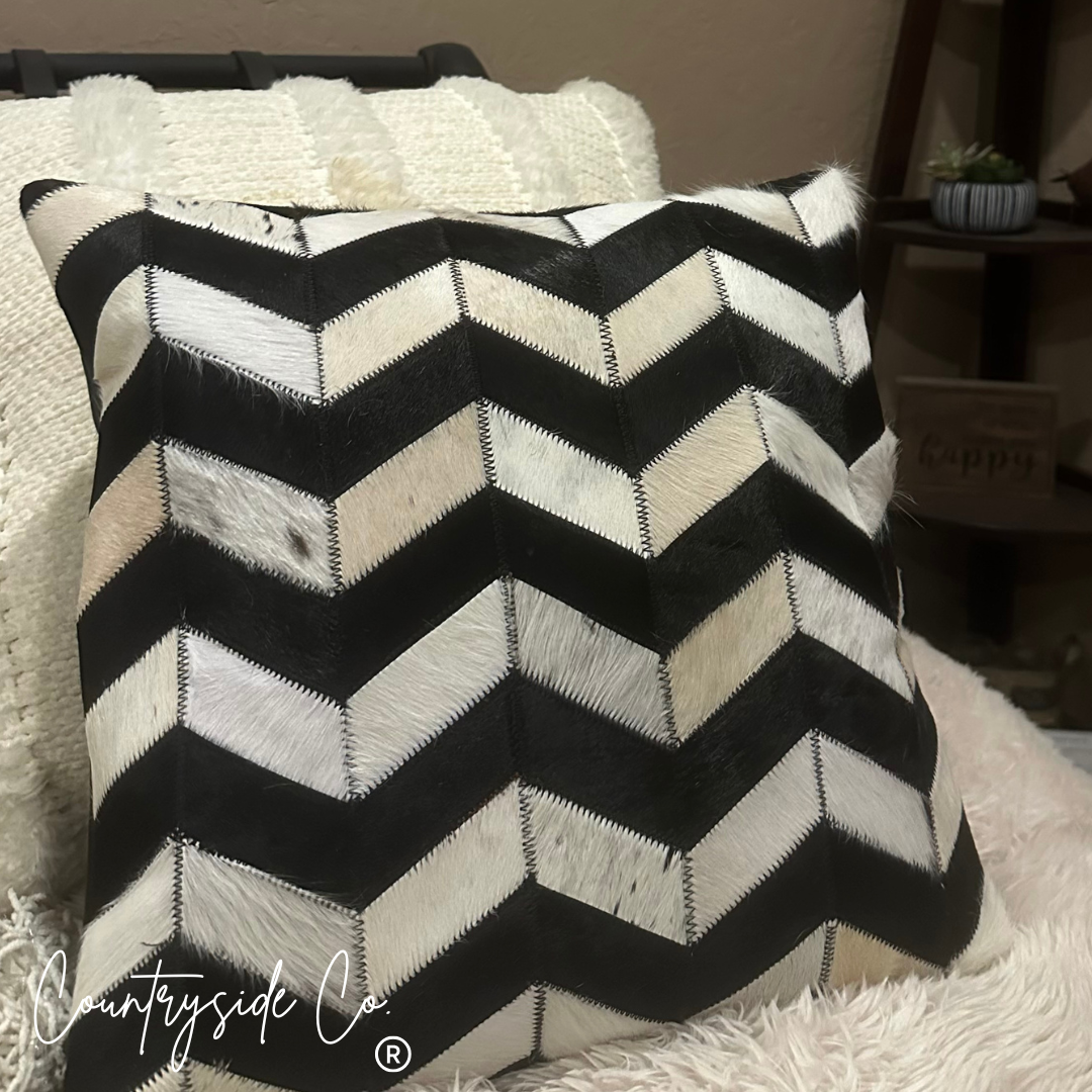 Black and White Cowhide Throw Pillow Cover