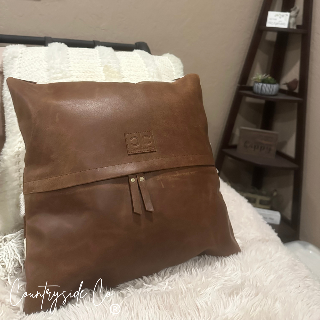 Brown and White Cowhide Throw Pillow Cover