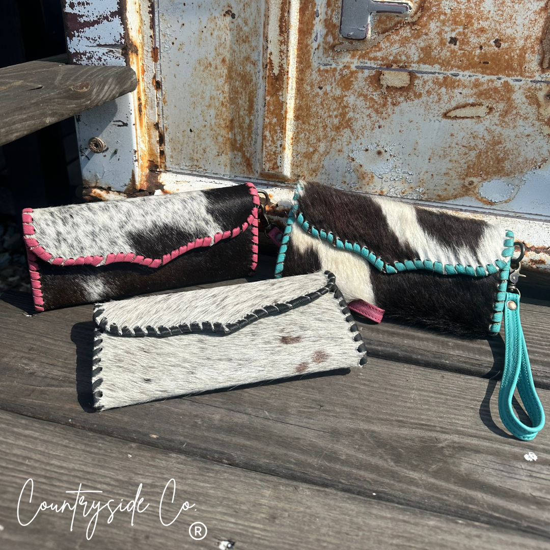 Galveston Bay Cowhide Wallet Wristlet