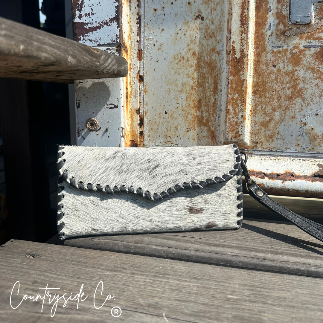 Galveston Bay Cowhide Wallet Wristlet