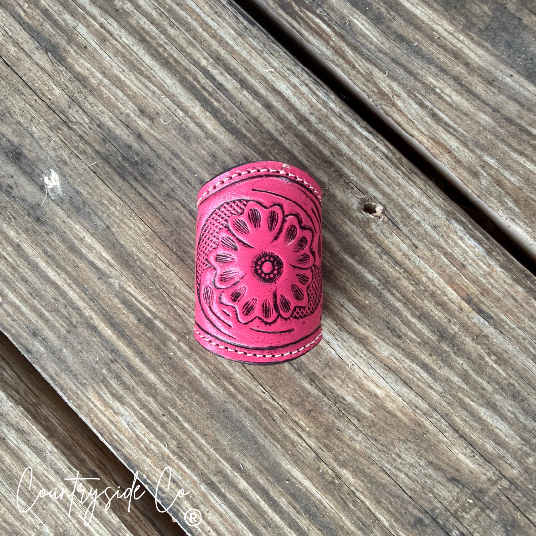 Tooled Leather Scarf Slides