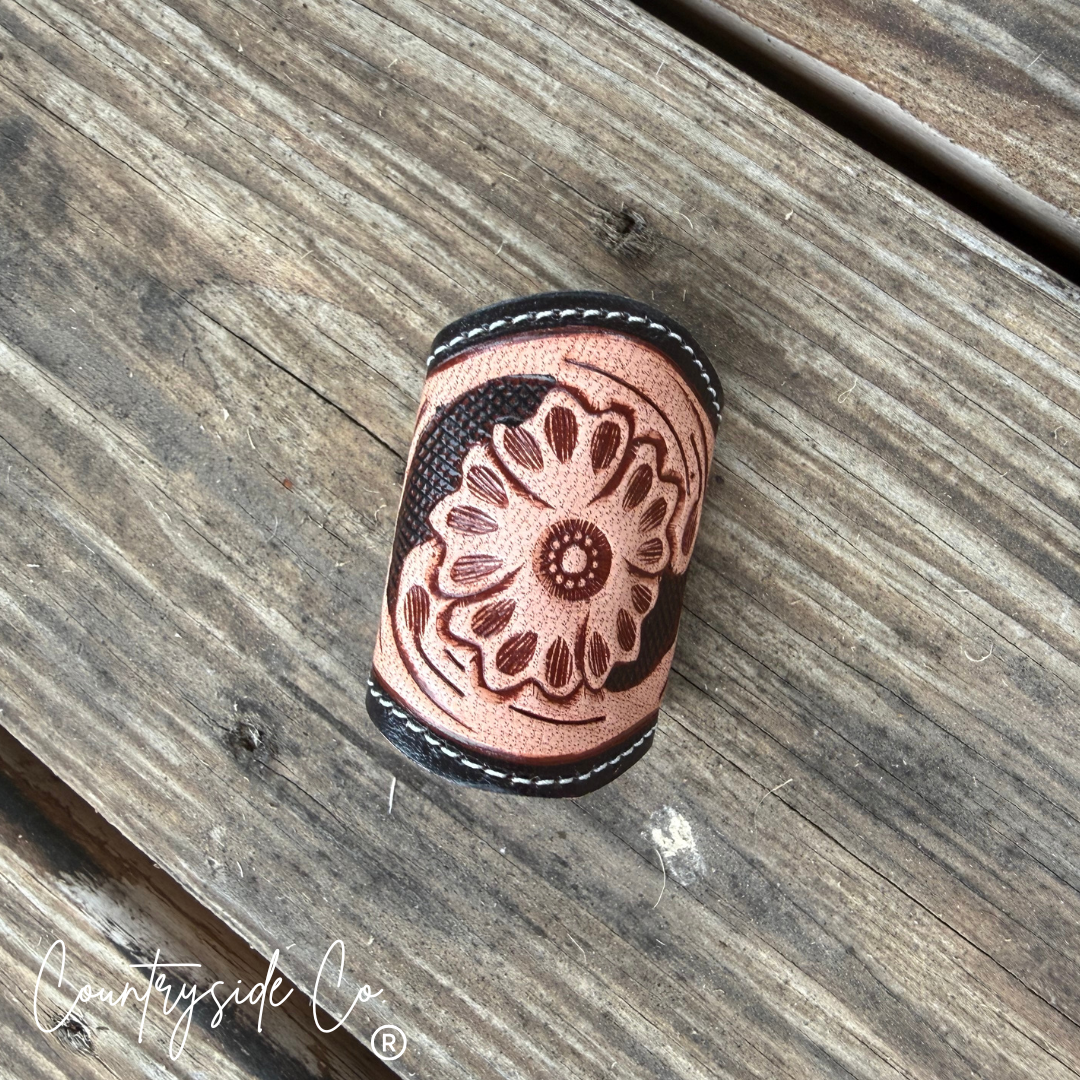 Tooled Leather Scarf Slides