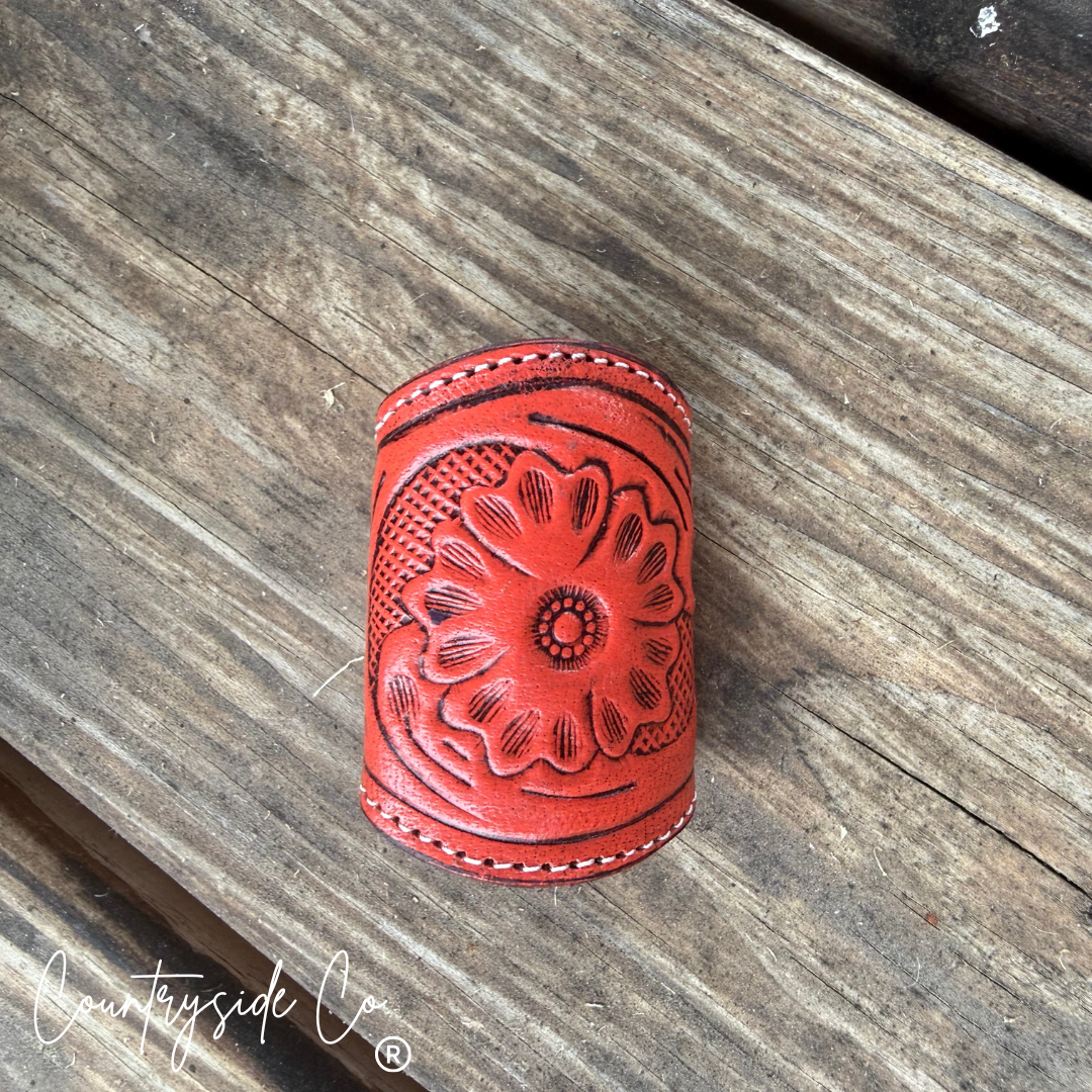 Tooled Leather Scarf Slides