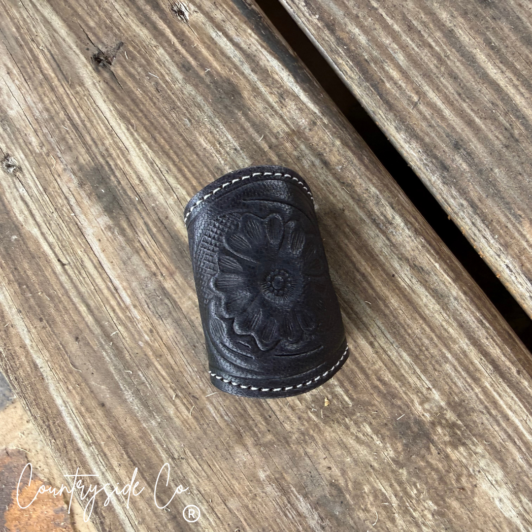 Tooled Leather Scarf Slides
