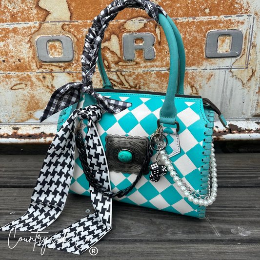 Lucky Diamond Concho Checkered Speedy Bag