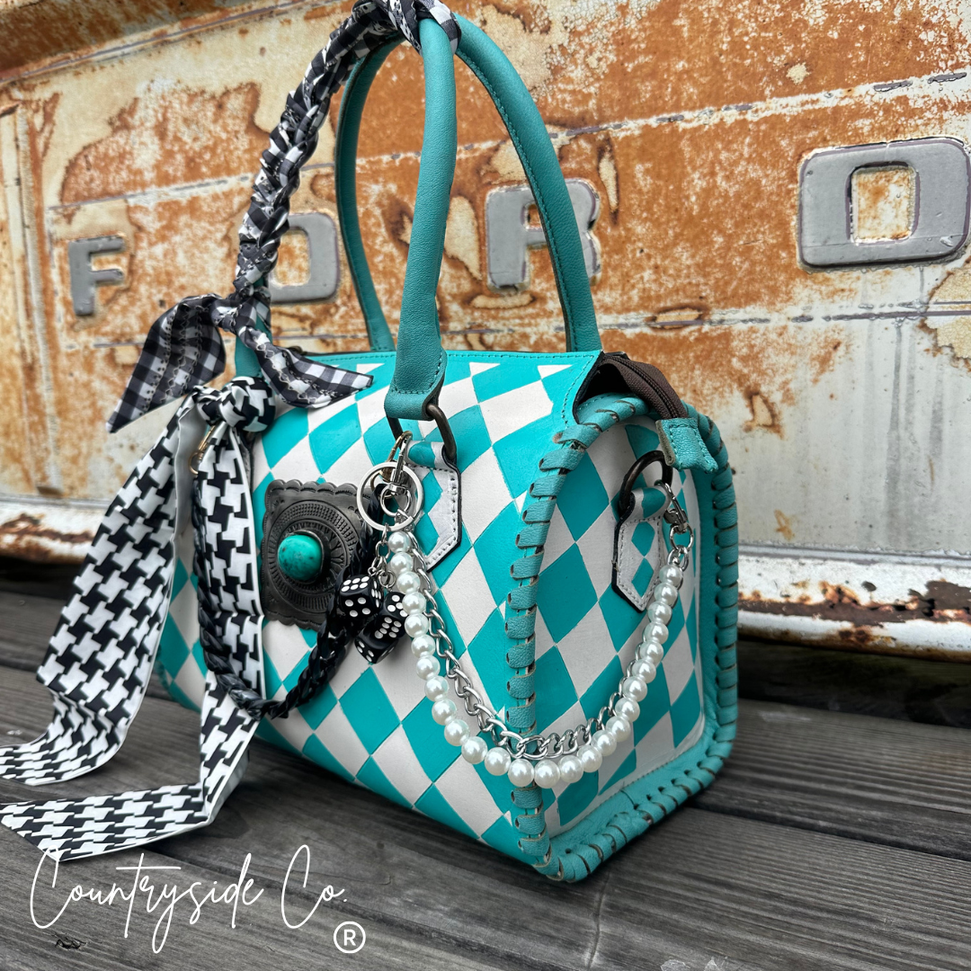 Lucky Diamond Concho Checkered Speedy Bag