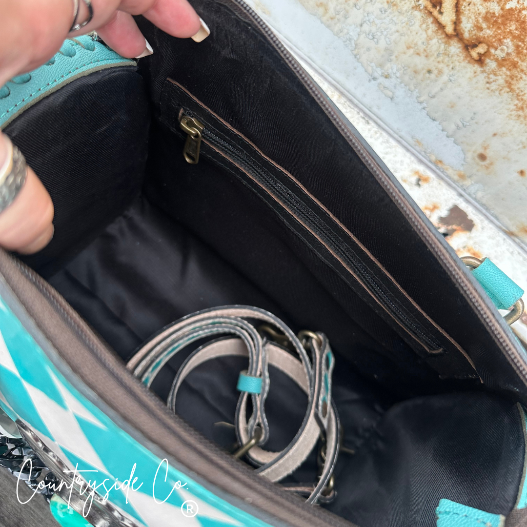 Lucky Diamond Concho Checkered Speedy Bag