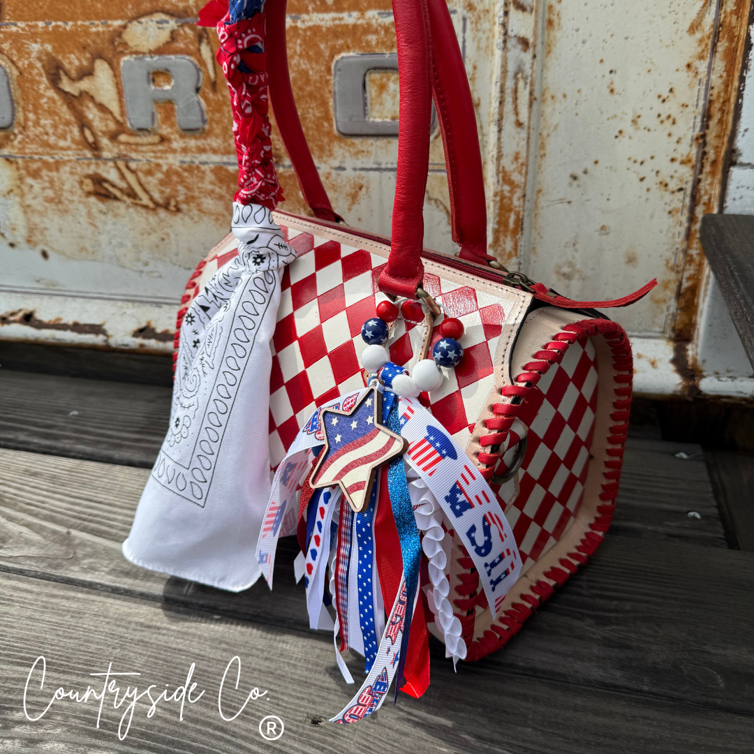 Freedom Decorated Checkered Speedy Bag